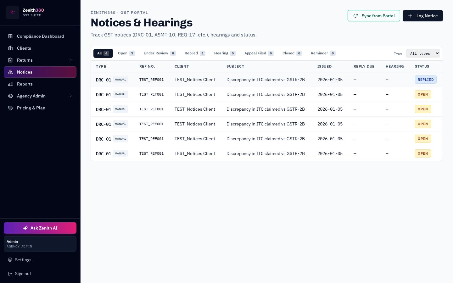 Notices preview